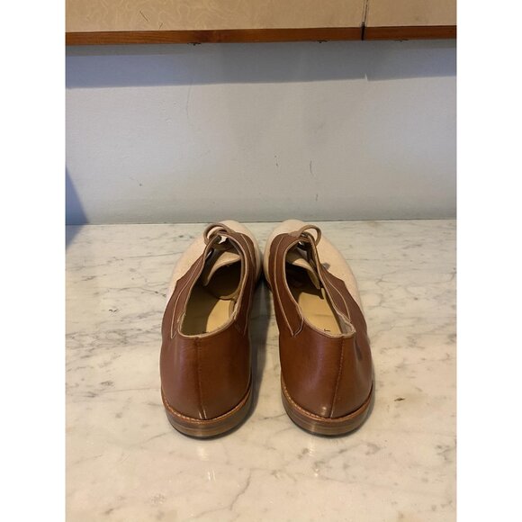 Sarah Flint Shoes Womens Size 9 Brown Beige Leather Oxford Flats Handmade Italy - Picture 4 of 5